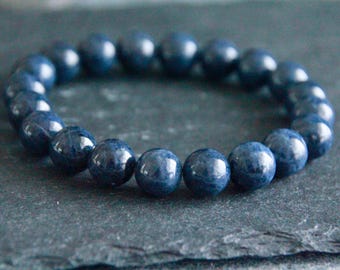 Sapphire Bracelet | 12mm | Grade AAA | Spiritual Seeker | Wisdom | Purity | Love | Precious Natural Gemstone Stretchy Bracelet
