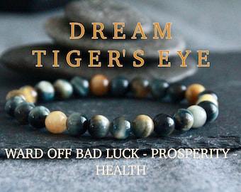 Dream Tiger Bracelet | Ward Off Bad LUCK | Protect HEALTH | PROSPERITY | Gemstone Stretchy Bracelet | Crystal Healing | Unisex Bracelet