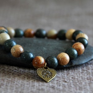 Serpentine Brown Jasper Bracelet | STABILITY/Past Lives WISDOM/No FEAR | Organic Gemstone Jewelry | Boho Bracelet | Intention Bracelet | 8mm