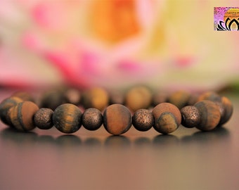 Matte Tigers Eye Bracelet | GROUNDING STABILISING PROTECTION | Unisex Gemstone Stretchy Bracelet | Crystal Healing Bracelet | 8mm