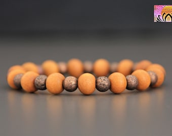 Sandalwood Bracelet with Copper-Wooden Bracelet-Yoga Boho Elegant Jewelry-Stacking Layering Bracelet-Chakra Healing-Copper and Wood Jewelry
