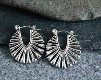Original Sun Hoops | Stainless Steel | Gold or Silver Colour | 22x20mm | Boho Minimalist Earrings | Unique Design Hoops | Hypoallergenic