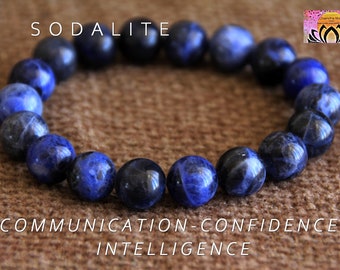 Sodalite Bracelet | COMMUNICATION | CONFIDENCE | INTELLIGENCE | Throat Chakra | Gemstone Healing Bracelet | 8 or 10mm Beads