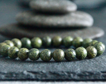 Serpentine Bracelet Grade AAA | MEDITATION/SPIRITUAL/Past Lives Memory | Gemstone Stretchy Bracelet | Mala Bracelet| Chakra Healing Bracelet