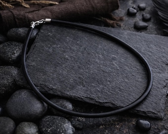 Silkcord Necklace | 18" Long | 46cm | 5mm Thick | Cord Necklace for Pendant | Black | Braided Silk Cord Necklace | Adjustable with Extension