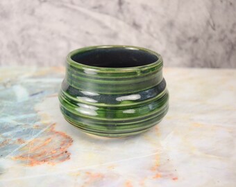 Green and Blue Ceramic Plant Pot