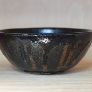 Glitter Black with Brown Ceramic Bowl (Seconds)