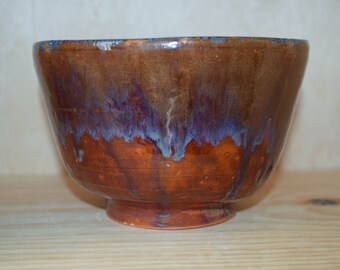 Blue and Brown Ceramic Bowl / Plant Pot (Seconds)