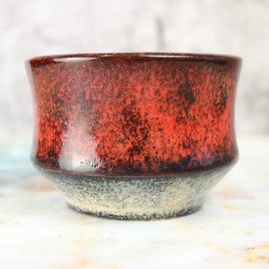 Small Red and Black Ceramic Rice or Ice Cream Bowl