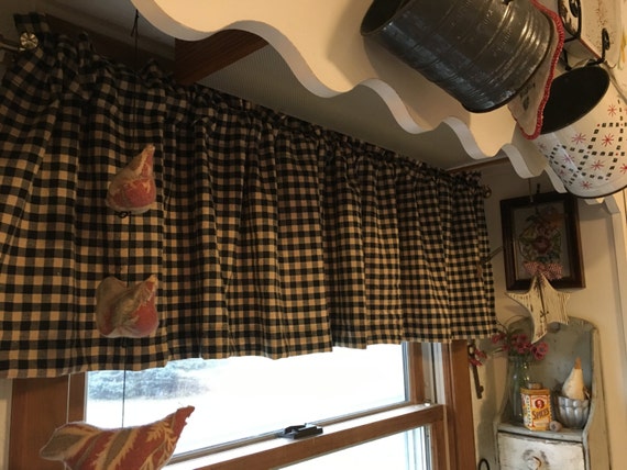 Country Curtains Primitive Homestead Curtains Black And Tan Etsy
