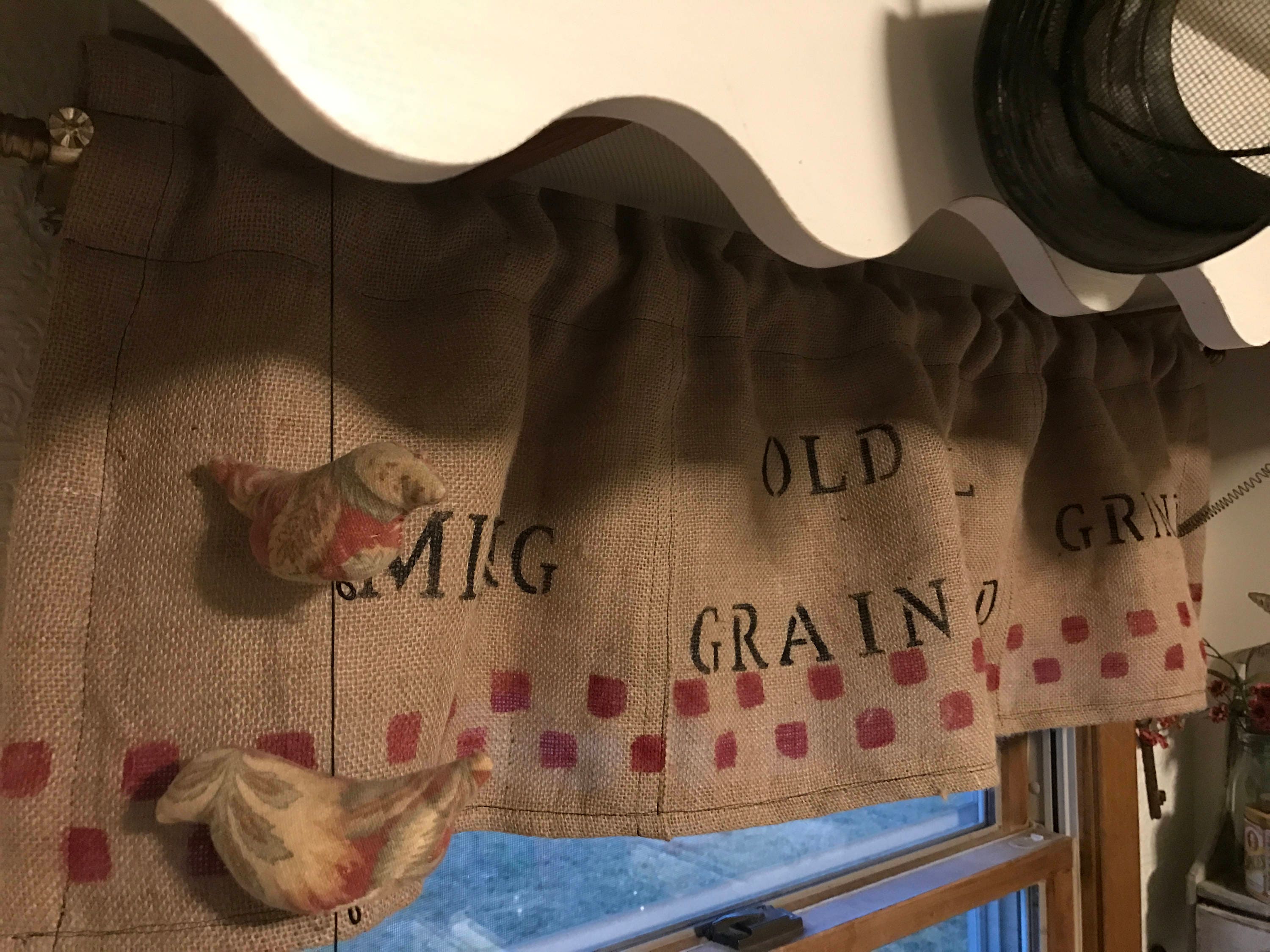 Burlap Valance Primitive Homestead Curtains Farmhouse Style Burlap Valance Primitive Homestead Curtains Farmhouse Style Country Old Mill Grain And Feed