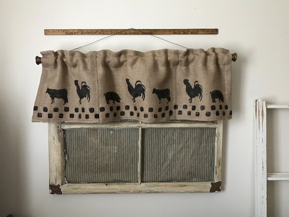 Burlap Valance Primitive Burlap Curtains Burlap Etsy