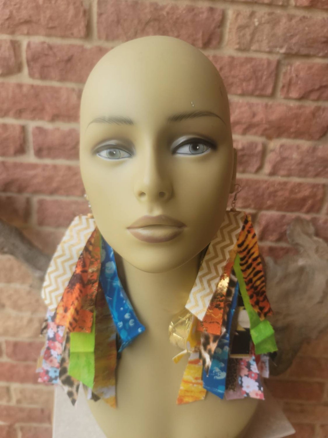 Textile Earrings Mix Fabrics Fringe Earrings Etsy