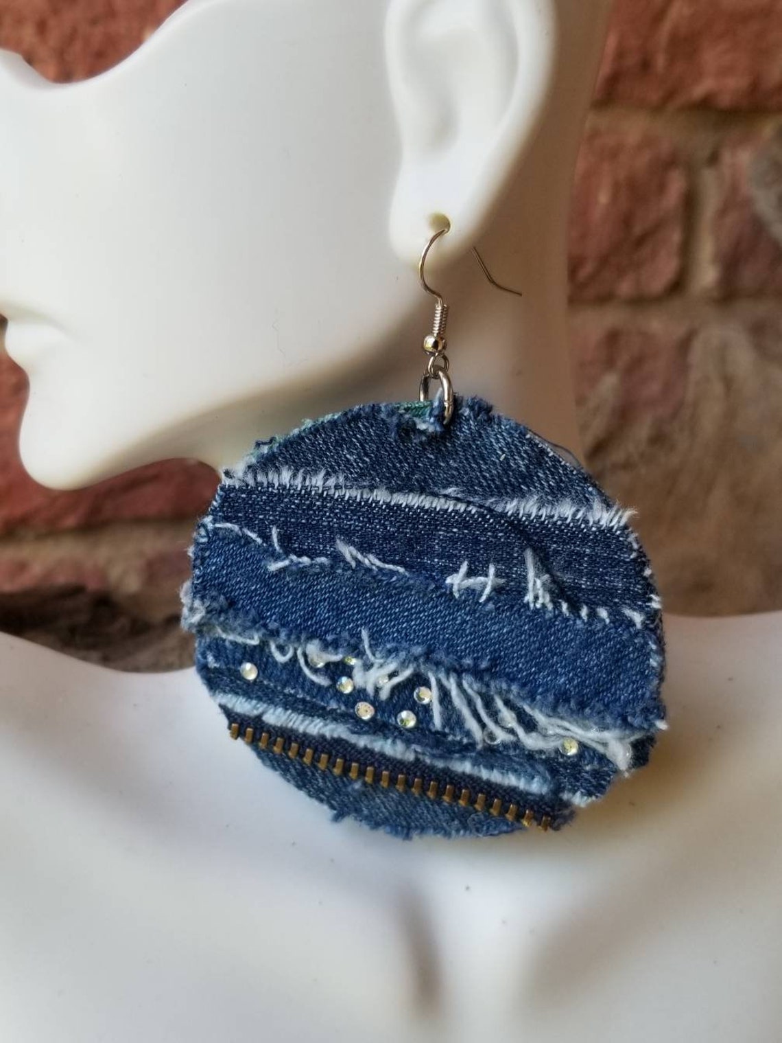 Denim Earrings Jean Earrings Upcycled Denim Blue Jean Etsy