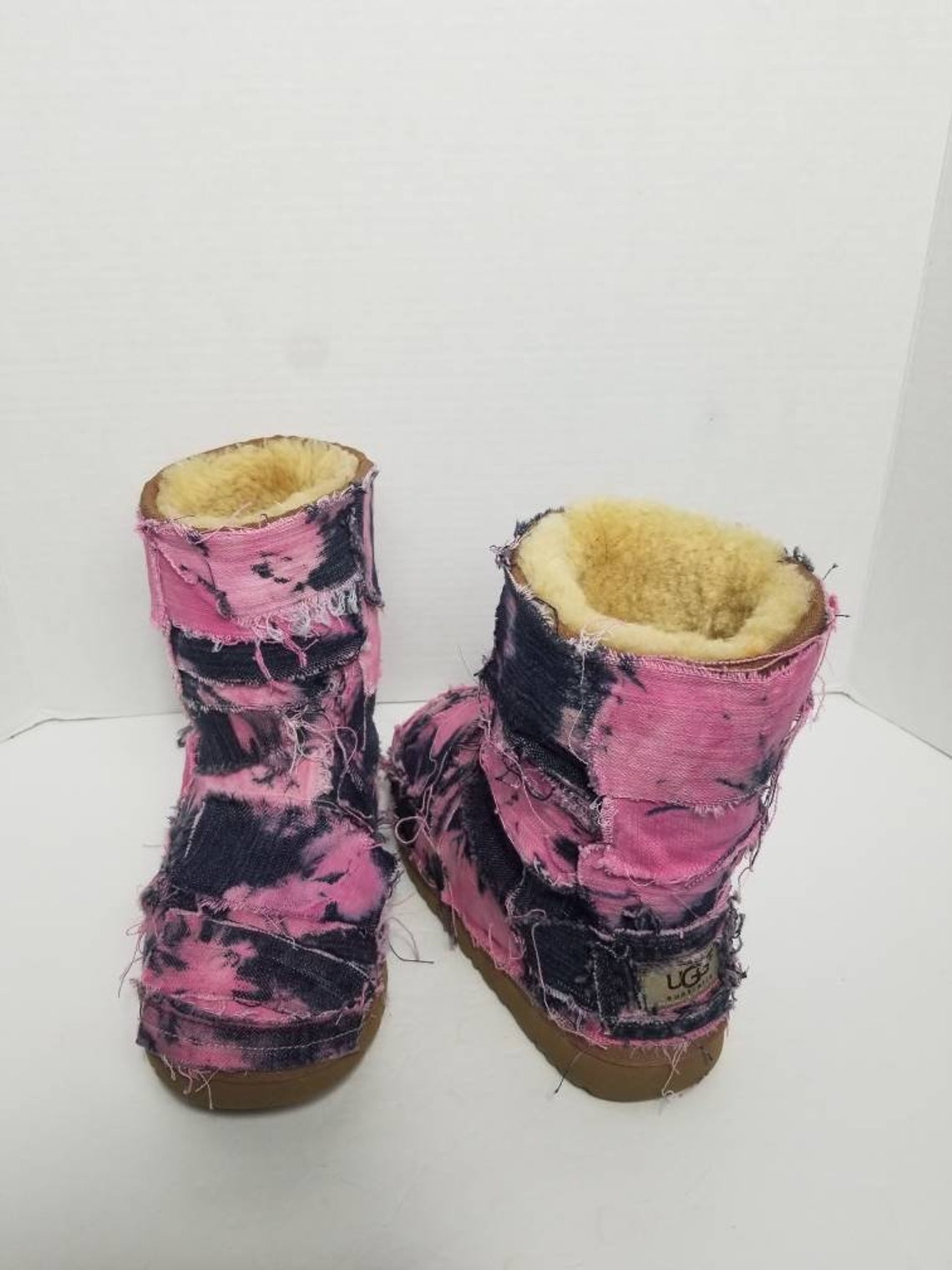 Ugg Denim Boots Tie Dye Pink Distressed Denim Size 4 | Etsy