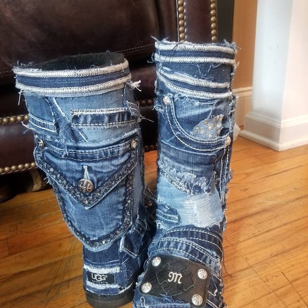 hanya patchwork leather and suede boot