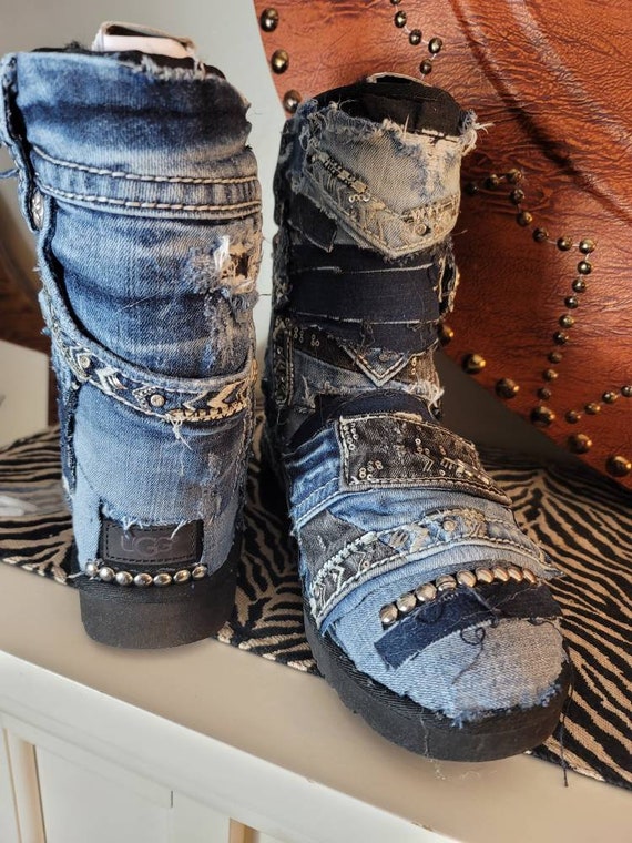 Custom Denim Boots Miss Me Jeans. Boots Size 10. Ready to 