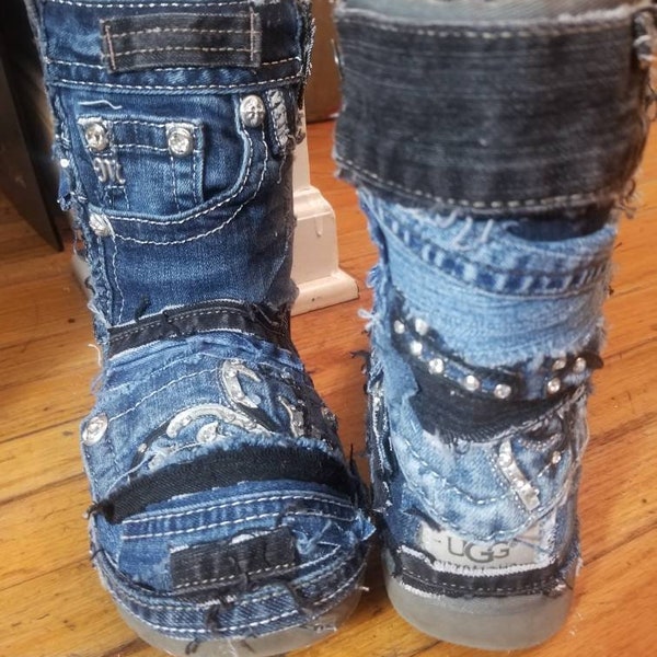 Custom denim ugg boots, miss Jean's, bling uggs