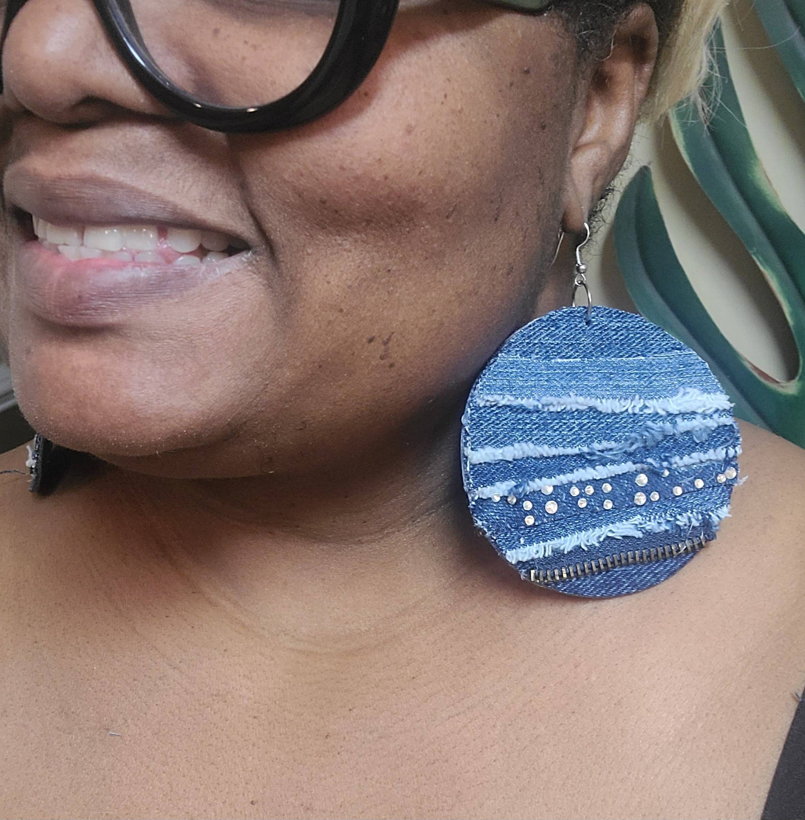 Denim Earrings Jean Earrings Upcycled Denim Blue Jean Etsy