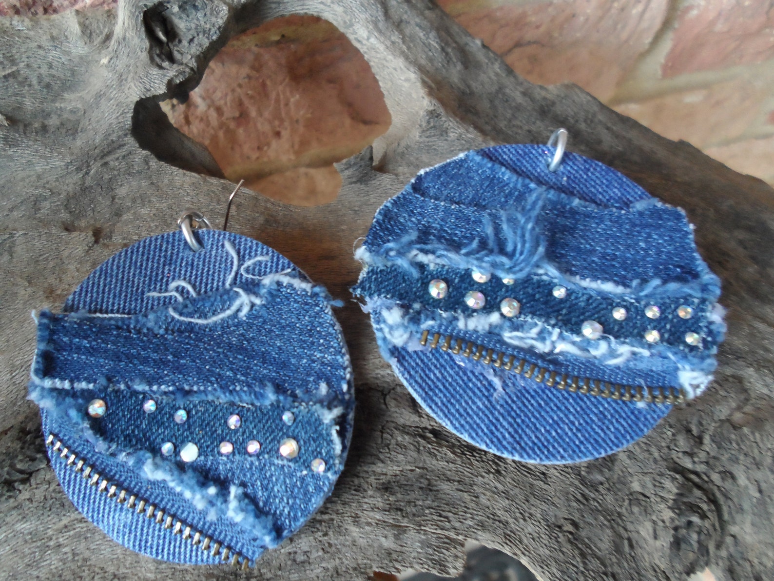 Denim Earrings Jean Earrings Upcycled Denim Blue Jean Etsy