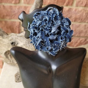 Denim flower bomb stud earrings