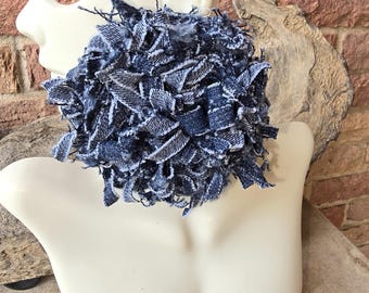 Denim flower bomb stud earrings