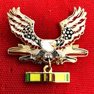 Patriotic Eagle Pin with Vietnam Service Ribbon Charm Pin