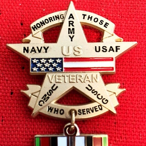 Afghanistan Veteran All Veteran Star with Afghanistan Service Ribbon pin