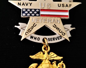 Vietnam Veteran All Veteran USMC US Veteran pin