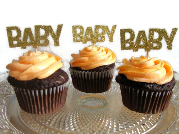 gold baby shower cupcake toppers