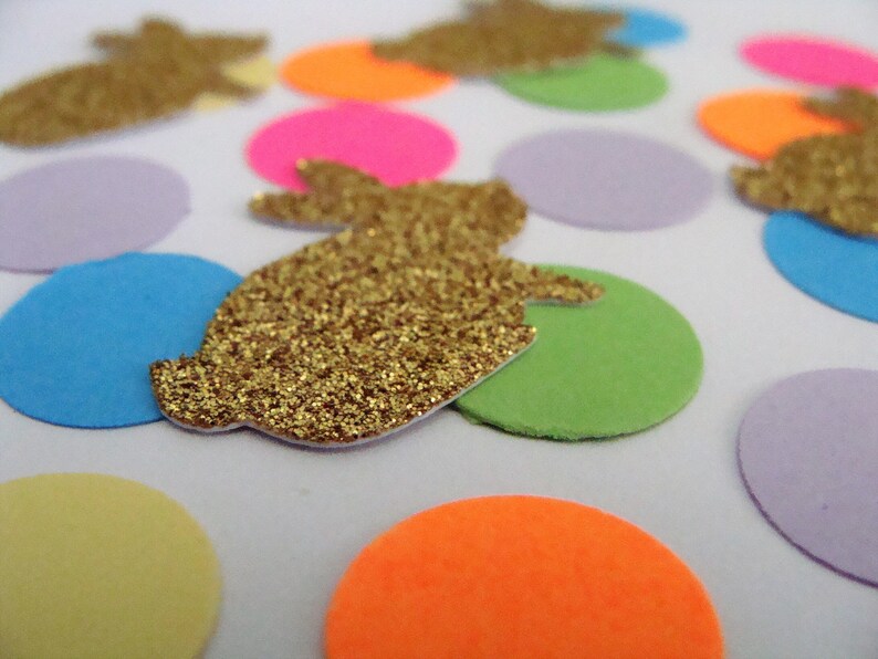 Handmade Bunny Rabbit Confetti First Birthday Gold Glitter Bunny Party Decor Peter Rabbit Confetti Baby Shower Confetti Animal Confetti