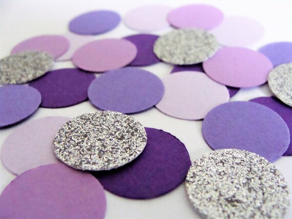 Purple And Silver Confetti Wedding Confetti Purple Circle Etsy