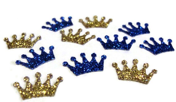 Blue And Gold Crown Confetti 1st Birthday Party Decor Baby Etsy