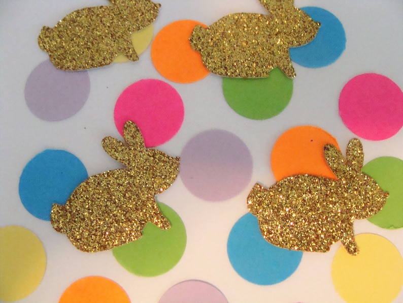 Handmade Bunny Rabbit Confetti First Birthday Gold Glitter Bunny Party Decor Peter Rabbit Confetti Baby Shower Confetti Animal Confetti