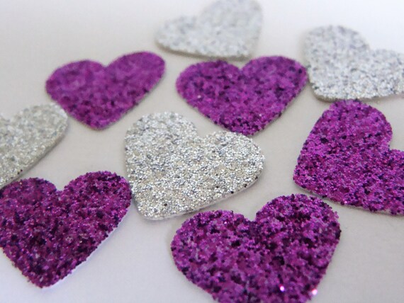 Purple And Silver Heart Confetti Wedding Confetti Bridal Etsy