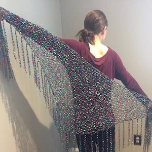 Women&#39;s Colorful Ladder Yarn Triangle Scarf, Shawl