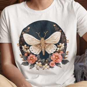 Celestial Floral Moth Unisex Jersey Short Sleeve Tee