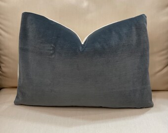 Slate Blue Vintage Velvet / 12” x 17” / Pillow Cover Only