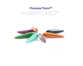 Preciosa Thorn - 30 pieces Czech Glass Beads (approx. 10g), 5x16mm, Choose Color/s