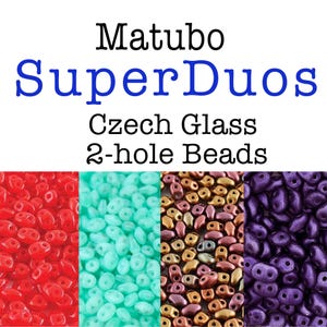 SuperDuo Czech Glass 2-hole Beads, 2x5mm - 10 grams, Choose Color/s