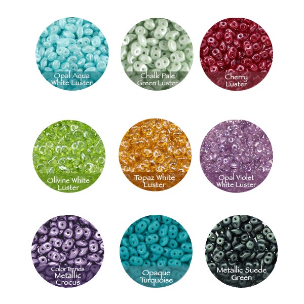 SuperDuo Czech Glass 2-hole Beads, 2.5" Tube - 2x5mm Super Duos, Choose Color/s - Restock 01/29