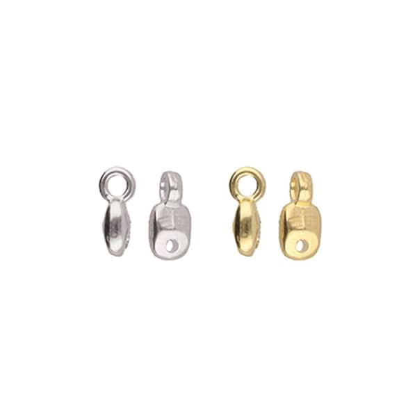 4 CYMBAL Vourkoti Superduo Bead Endings - 24KT Gold Plate or Silver Plate, Findings, Metal Elements for Jewelry Making.