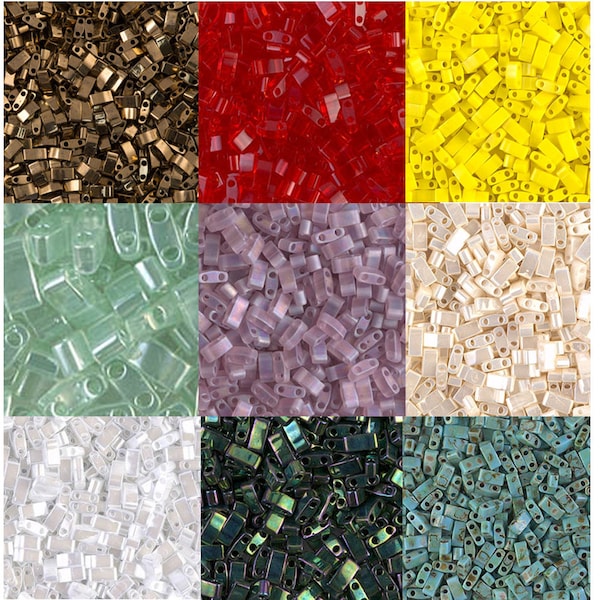 Miyuki Half Tila, Glass Seed Beads, 5x1.2mm - Choose Color/s,  5 grams