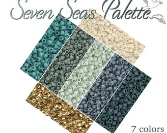 Miyuki Delica 11/0 Glass Seed Beads, Matte Metallic Palette: Seven Seas - 7 Colors