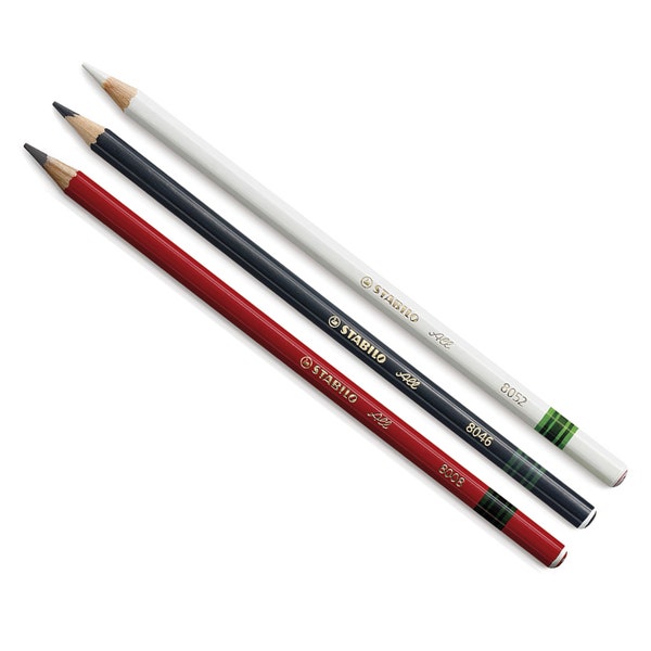 Stabilo-All Water Soluble Marking Pencils, 3-Pack - Black, Graphite, White