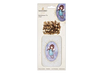Santoro Gorjuss Girls Embellishment Tin with 200 Gold Wooden Stars - Bound for Heaven