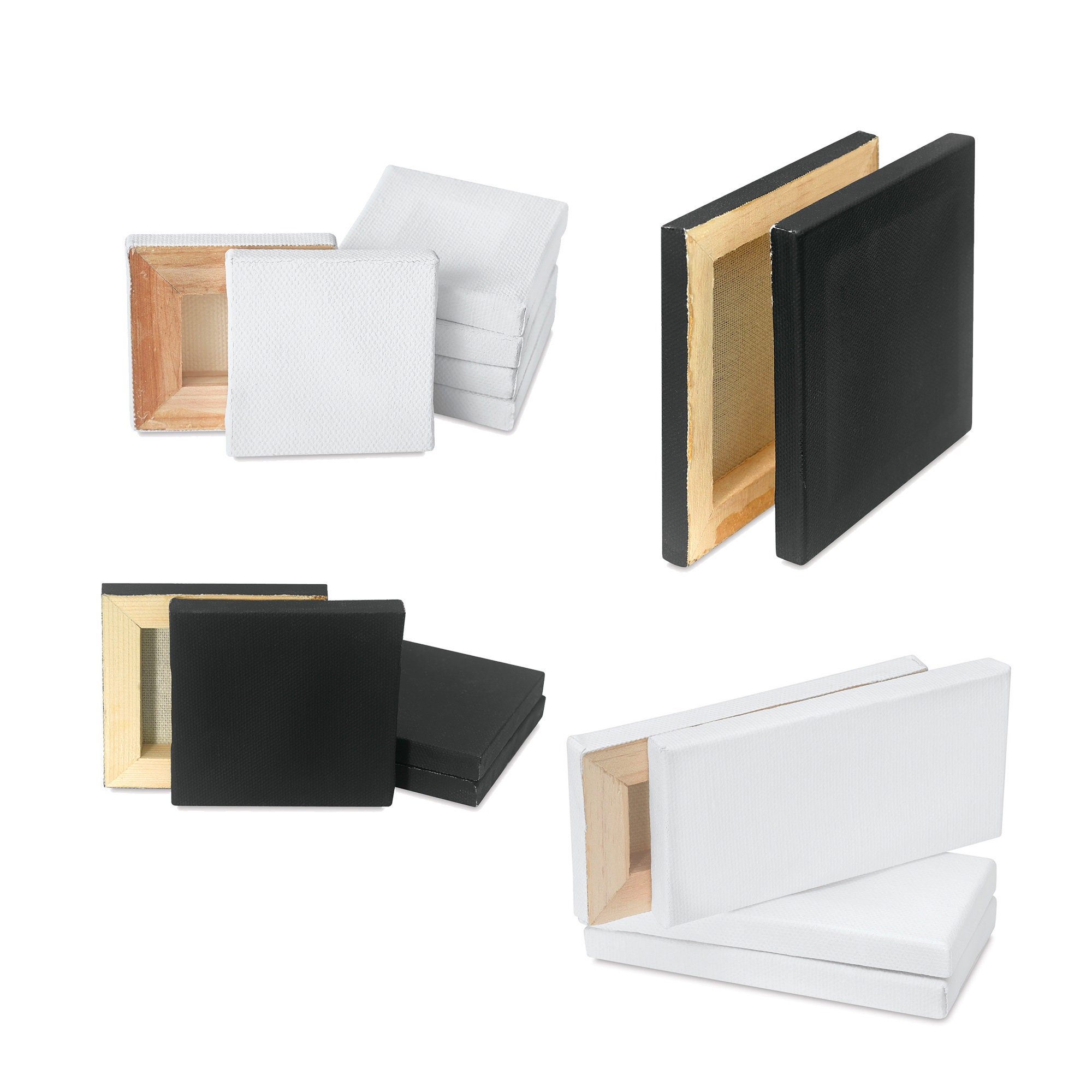 Mini Canvas Packs, Primed, Black and White - Choose Size/s