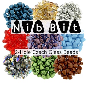 Nib-Bit Beads - Czech Glass 2-Hole Beads, 5x6mm - 8 grams (approx. 45 beads)