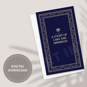 ACOTAR Biglietto di auguri di compleanno a tema libro "A Court of" blu stampabile con busta / Download digitale / Design ispirato ai libri vintage