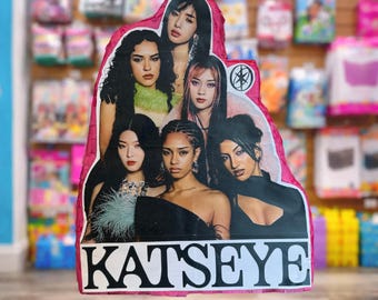 Katseye KPOP Girl Group Hot Pink Piñata Small and Large Sized to 24x18x4 or 24x18x8
